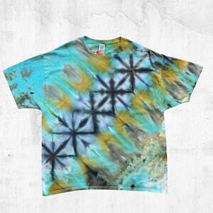 Tie Dye Unisex T-shirt -  Klink Ice Dye - Turquoise - Handmade 2XLarge